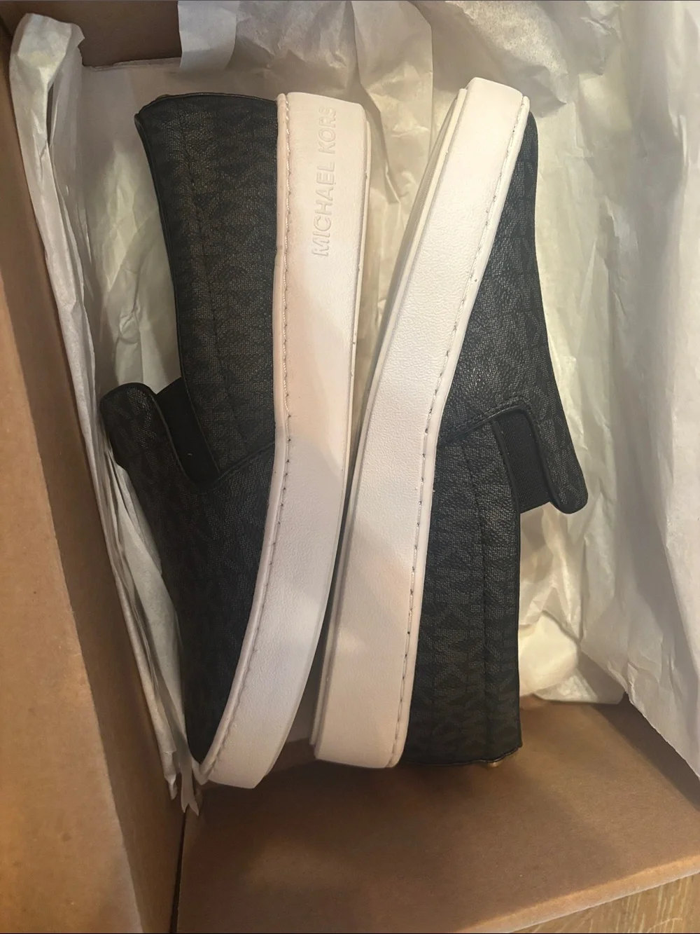 Michael Kors Black Slip-On Logo Canvas Sneakers